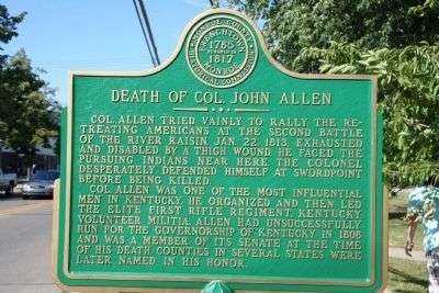 DEATH OF COL. JOHN ALLEN MEMORIAL MARKER