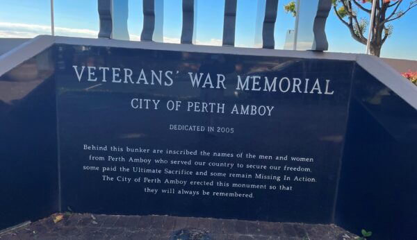 CITY OF PERTH AMBOY VETERANS’ WAR MEMORIAL DEDICATION STONE