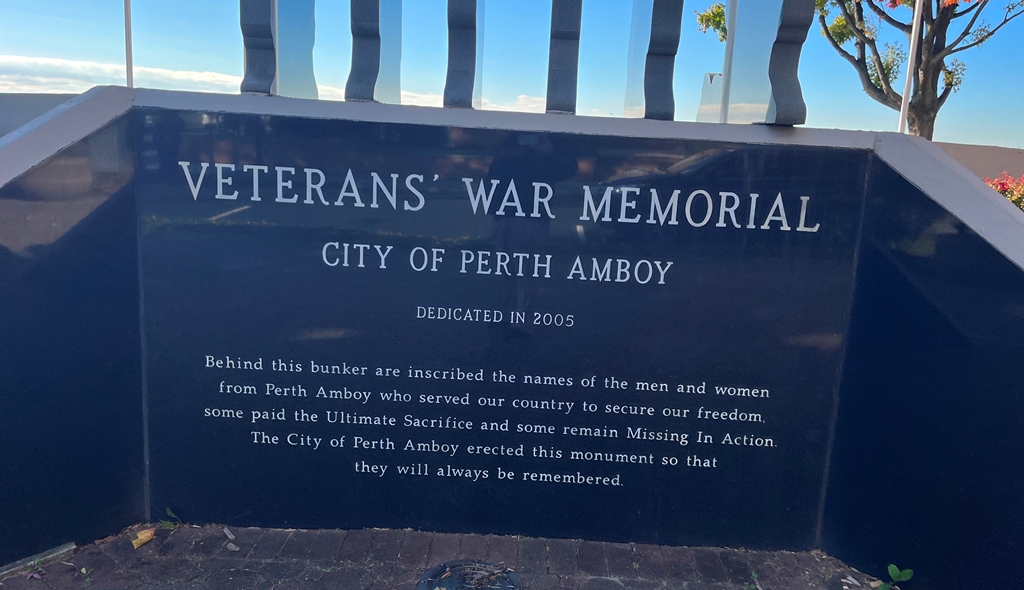 CITY OF PERTH AMBOY VETERANS’ WAR MEMORIAL DEDICATION STONE