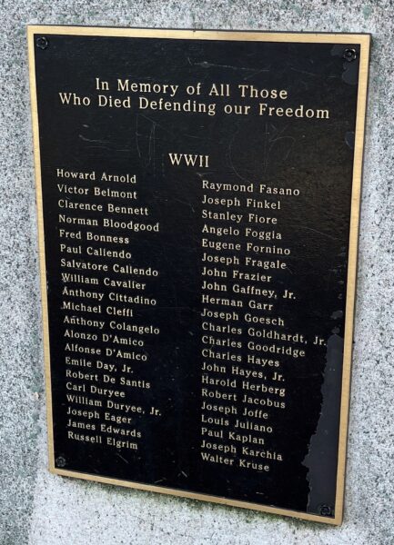 CITIZENS OF LONG BRANCH LEST WE FORGET WAR MEMORIAL PLAQUE A