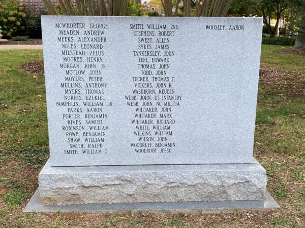 LINCOLN COUNTY REVOLUTIONARY WAR PATRIOTS MEMORIAL RIGHT SIDE