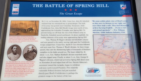 THE BATTLE OF SPRING HILL THE GREAT ESCAPE WAR MEMORIAL PANEL