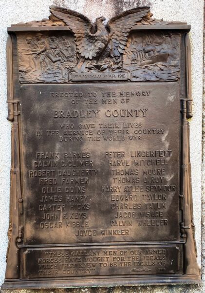 BRADLEY COUNTY WORLD WAR MEMORIAL PLAQUE