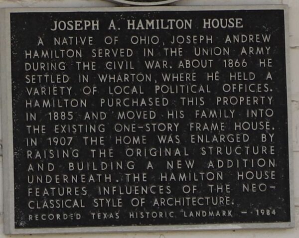 JOSEPH A. HAMILTON HOUSE WAR MEMORIAL PLAQUE