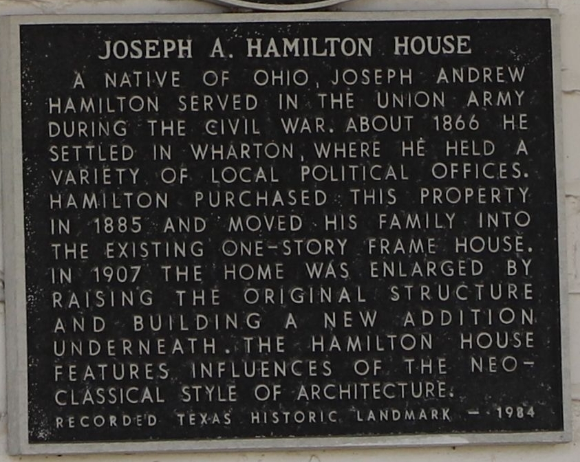 JOSEPH A. HAMILTON HOUSE WAR MEMORIAL PLAQUE