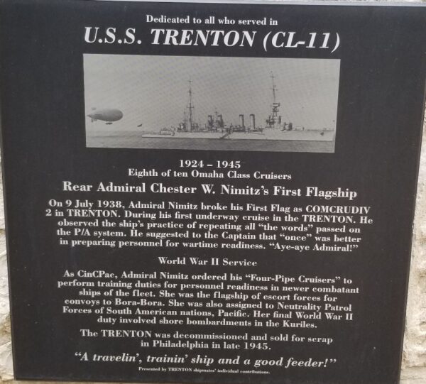 U.S.S. TRENTON (CL-11) WAR MEMORIAL PLAQUE