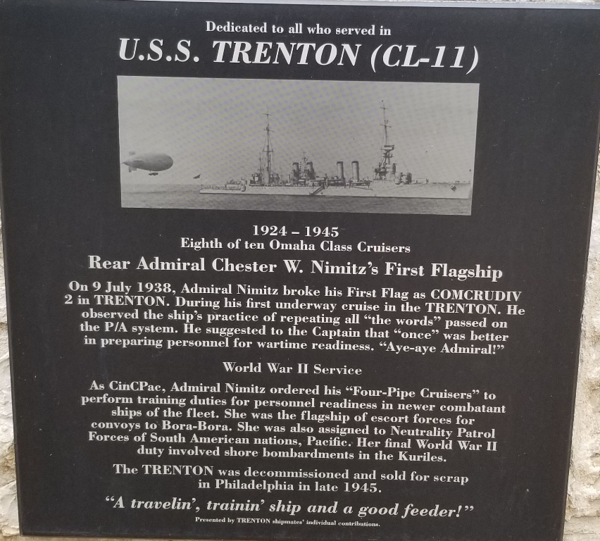 U.S.S. TRENTON (CL-11) WAR MEMORIAL PLAQUE