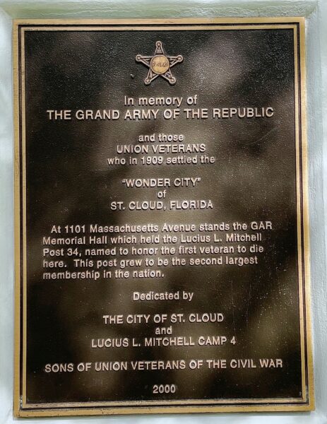 THE GRAND ARMY OF THE REPUBLIC VETERANS MEMORIAL PLAQUE