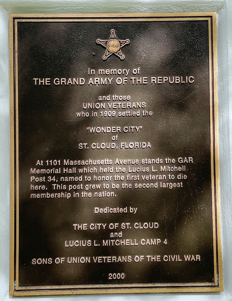 THE GRAND ARMY OF THE REPUBLIC VETERANS MEMORIAL PLAQUE