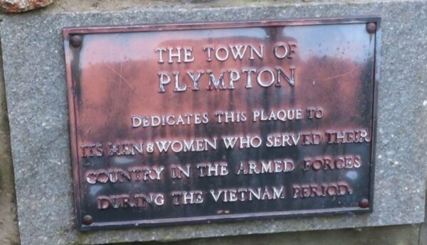 THE TOWN OF PLYMPTON VIETNAM WAR MEMORIAL PLAQUE
