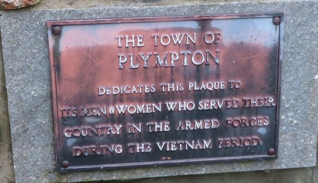 THE TOWN OF PLYMPTON VIETNAM WAR MEMORIAL PLAQUE