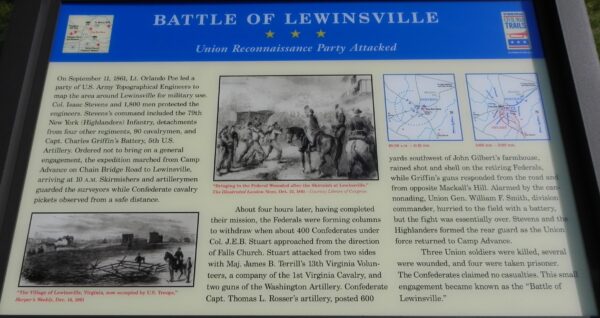 BATTLE OF LEWINSVILLE UNION RECONNAISSANCE WAR MEMORIAL PANEL