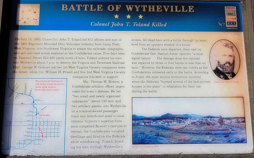 BATTLE OF WYTHEVILLE WAR MEMORIAL PANEL