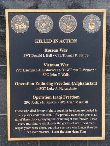 WATKINSVILLE KILLED IN ACTION WAR MEMORIAL PLAQUE