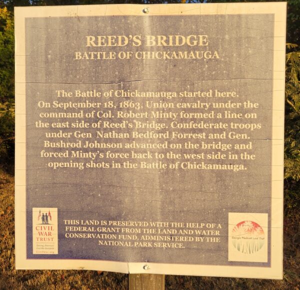 REED’S BRIDGE BATTLE OF CHICKAMAUGA WAR MEMORIOAL PLAQUE