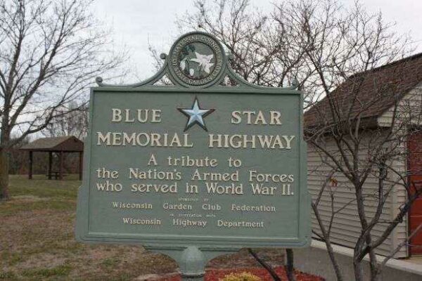 WESTFIELD BLUE STAR MEMORIAL HIGHWAY MARKER