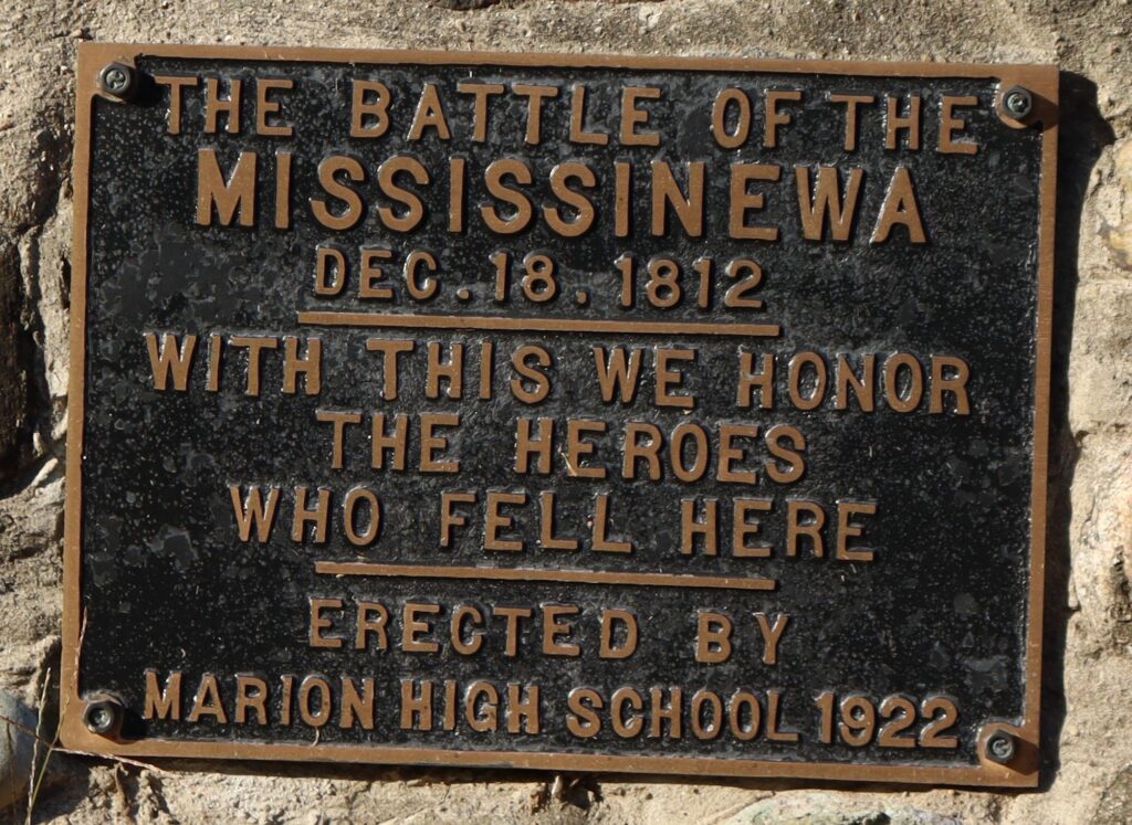 THE BATTLE OF MISSISSINEWA WAR MEMORIAL PLAQUE