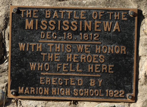 THE BATTLE OF MISSISSINEWA WAR MEMORIAL PLAQUE