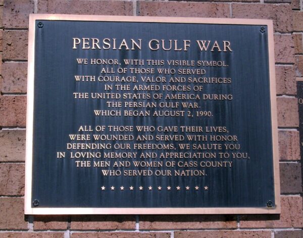 CASS COUNTY WAR VETERANS MEMORIAL CLOCK TOWER PLAQUE F