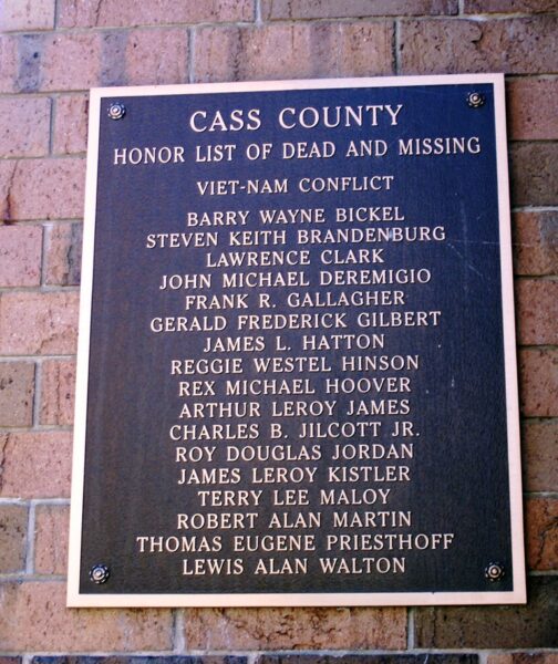 CASS COUNTY WAR VETERANS MEMORIAL CLOCK TOWER PLAQUE D