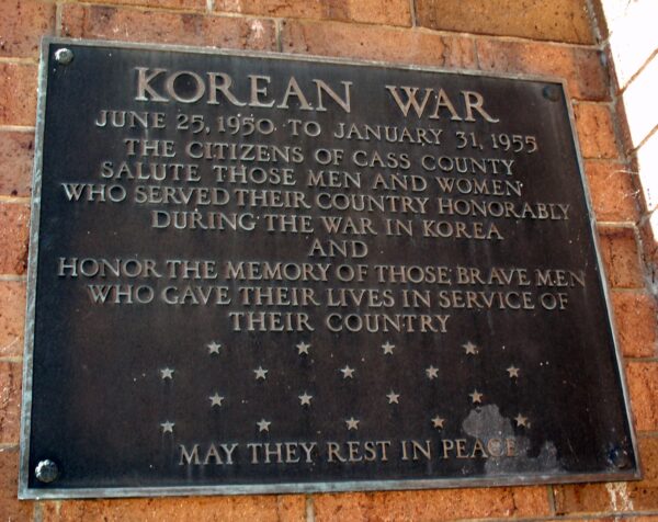 CASS COUNTY WAR VETERANS MEMORIAL CLOCK TOWER PLAQUE C