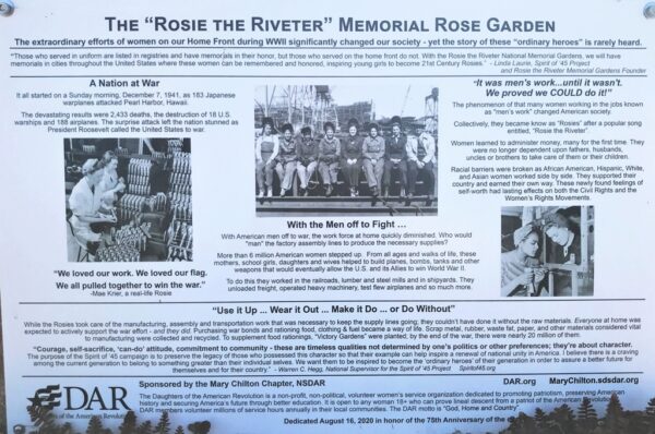 THE “ROSIE THE RIVETER” MEMORIAL ROSE GARDEN PLAQUE