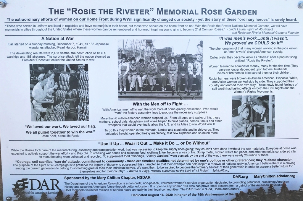 THE “ROSIE THE RIVETER” MEMORIAL ROSE GARDEN PLAQUE