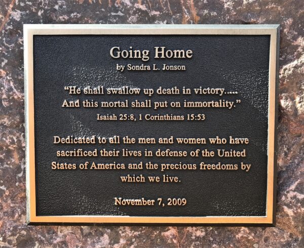 GOING HOME WAR MEMORIAL PLAQUE