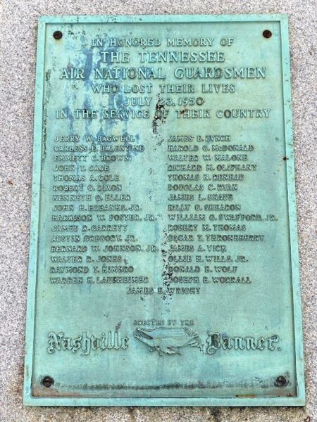 TENNESSEE AIR NATIONAL GUARDSMEN MEMORIAL PLAQUE