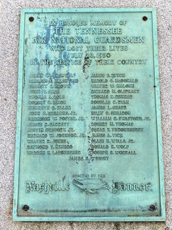 TENNESSEE AIR NATIONAL GUARDSMEN MEMORIAL PLAQUE