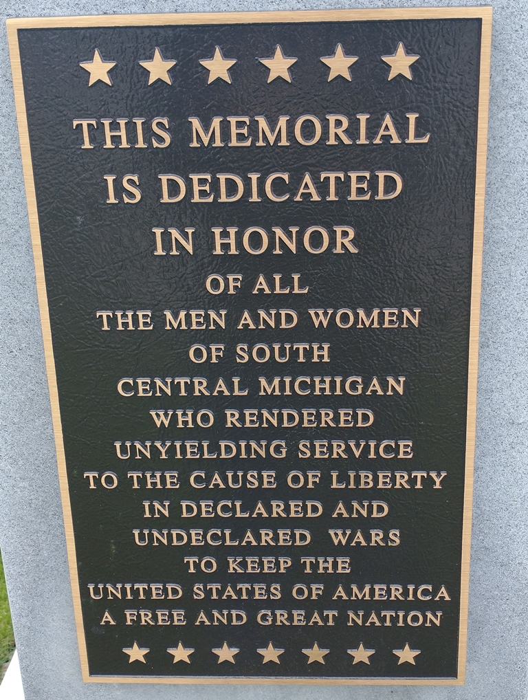 SOUTH CENTRAL MICHIGAN VETERANS MEMORIAL PLAQUE