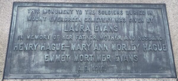 LAURA EVANS MEMORIAL PLAQUE