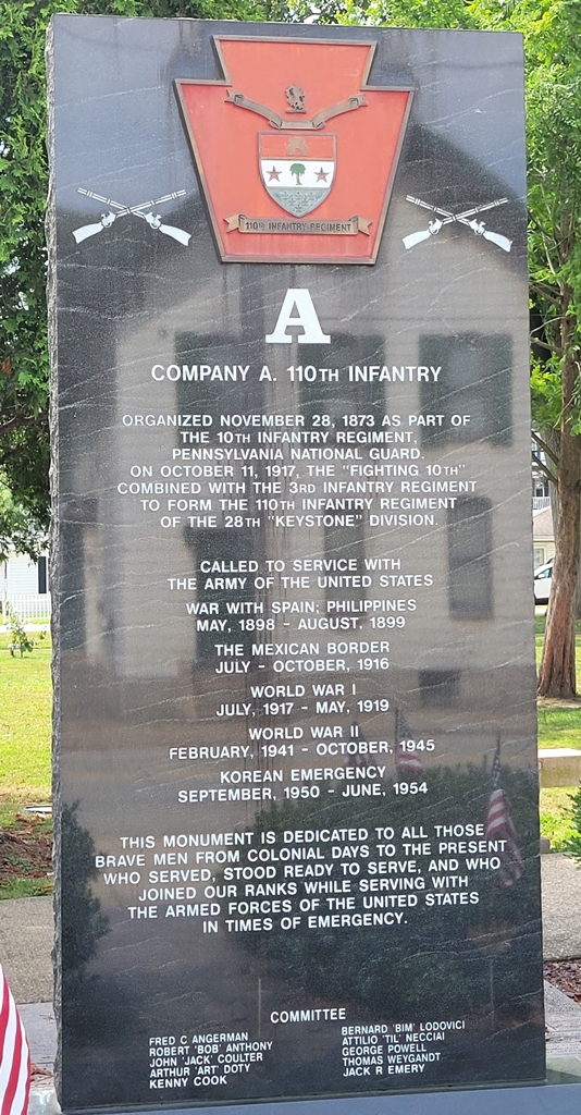 MONONGAHELA COMPANY A. 110TH INFANTRY WAR MEMORIAL