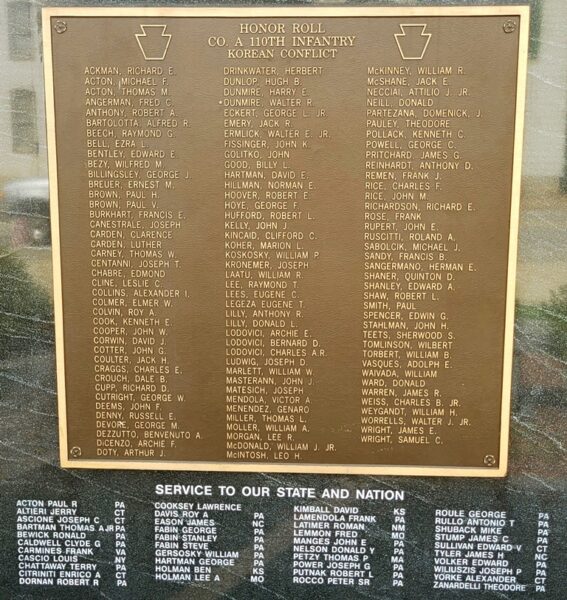 MONONGAHELA WORLD WAR II AND KOREAN WAR MEMORIAL PLAQUE B