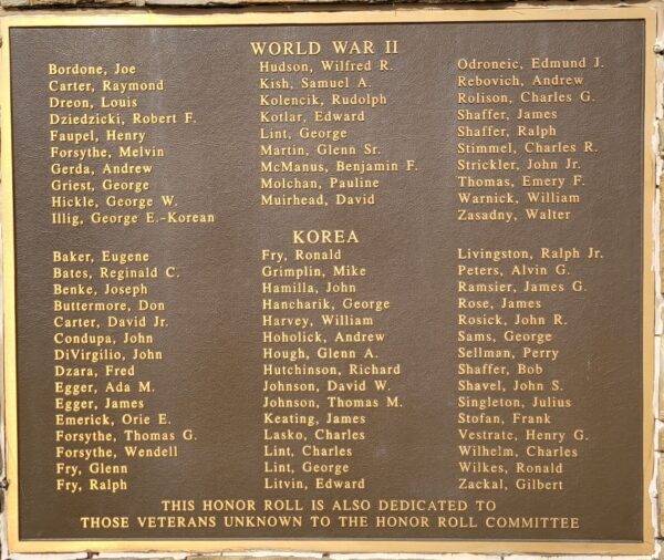 CITIZENS OF PERRY TWP. WAR VETERANS MEMORIAL PLAQUE D