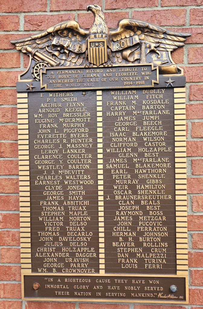 FLOREFFE JEFFERSON TOWNSHIP “OUR BOYS” WAR MEMORIAL PLAQUE