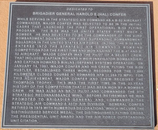 BRIGADIER GENERAL HAROLD E. (HAL) CONFER MEMORIAL PLAQUE