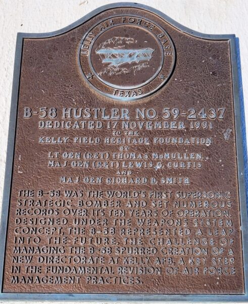 B-58 HUSTLER NO. 59-2437 MEMORIAL AIRCRAFT PLAQUE