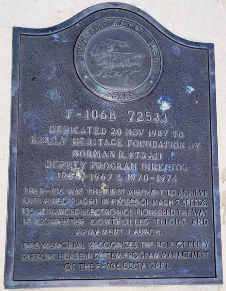 F-106B 72533 MEMORIAL AIRCRAFT PLAQUE