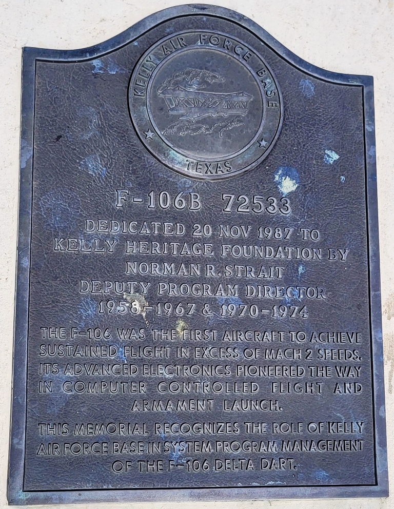 F-106B 72533 MEMORIAL AIRCRAFT PLAQUE