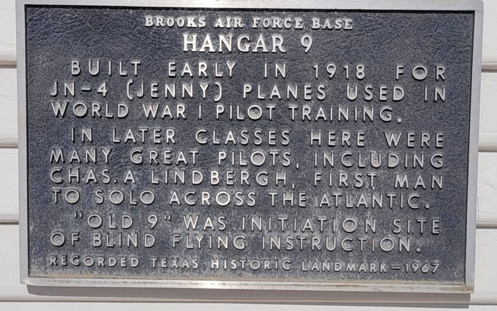BROOKS AIR FORCE BASE HANGER 9 MEMORIAL PLAQUE