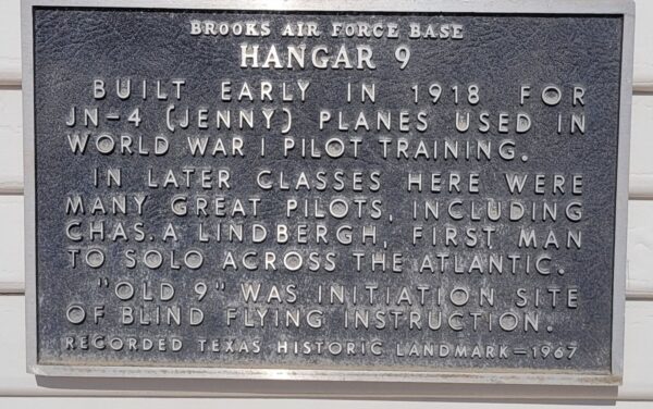 BROOKS AIR FORCE BASE HANGER 9 MEMORIAL PLAQUE