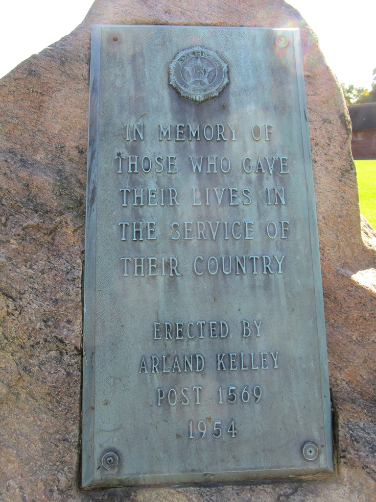 ARLAND KELLEY POST 1569 AMERICAN LEGION MEMORIAL PLAQUE