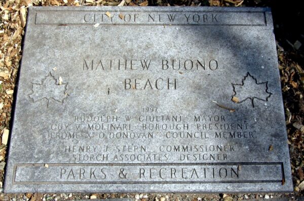 MATHEW BUONO BEACH MEMORIAL TABLET