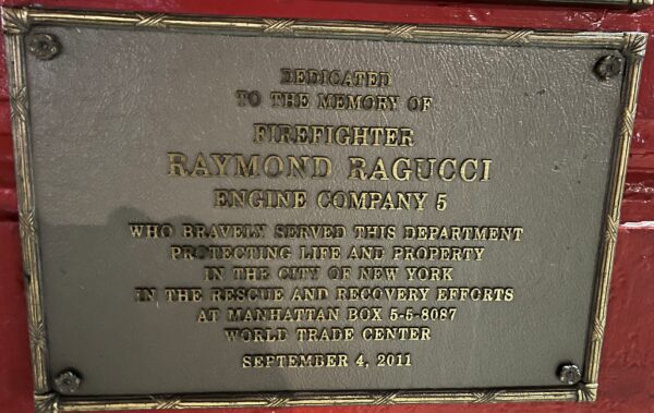 FIREFIGHTER RAYMOND RAGUCCI MEMORIAL PLAQUE