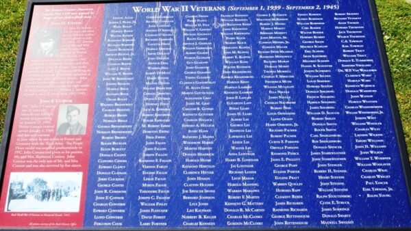 WORLD WAR II VETERANS MEMORIAL PLAQUE