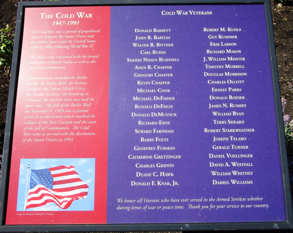 THE COLD WAR 1947-1991 MEMORIAL PLAQUE