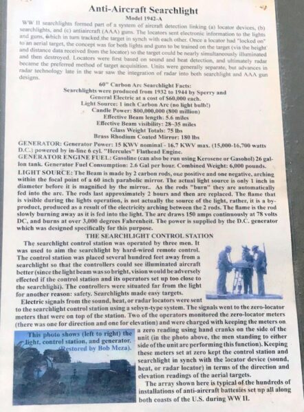 ANTI-AIRCRAFT SEARCHLIGHT MEMORIAL PLAQUE