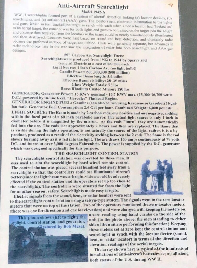 ANTI-AIRCRAFT SEARCHLIGHT MEMORIAL PLAQUE