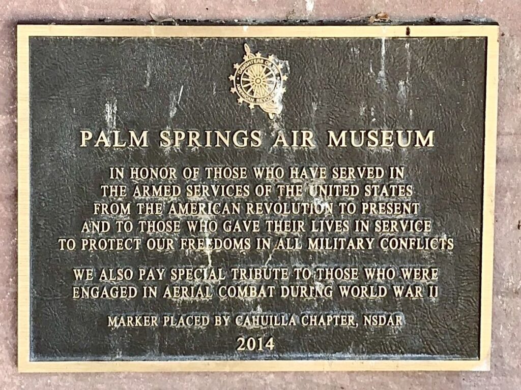 PALM SPRING AIR MUSEUM MEMORIAL PLAQUE